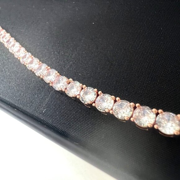 CZ Tennis Bracelet 18k Rose Gold-Plated Cate & Chloe Cubic Zirconia Crystals - Picture 3 of 7